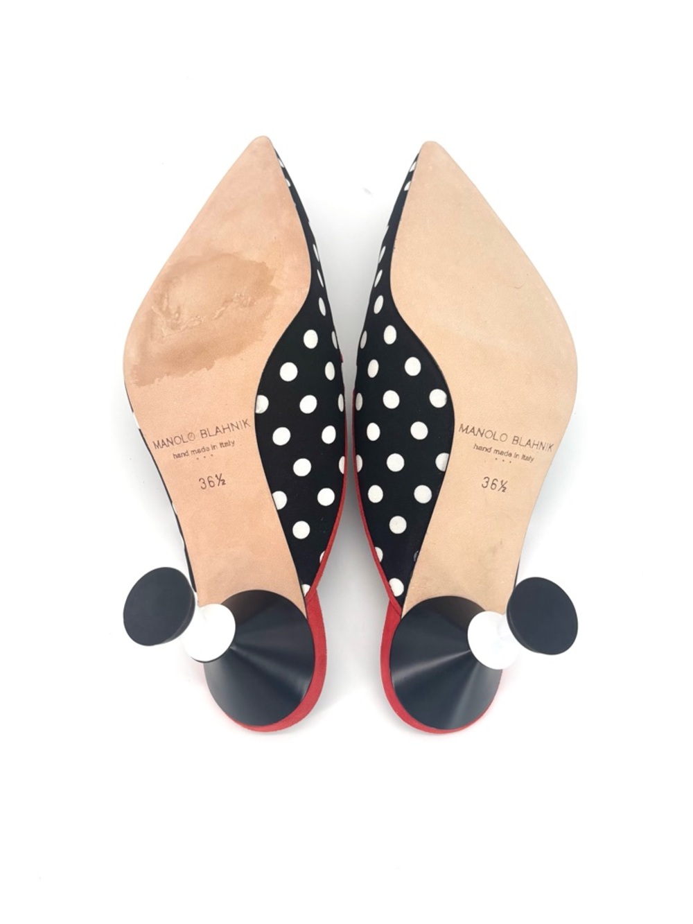 Manolo Blahnik Cciolo Polka Dot Pointed Toe Sculptural Heel Mule Pumps 36.5 - Picture 9 of 9
